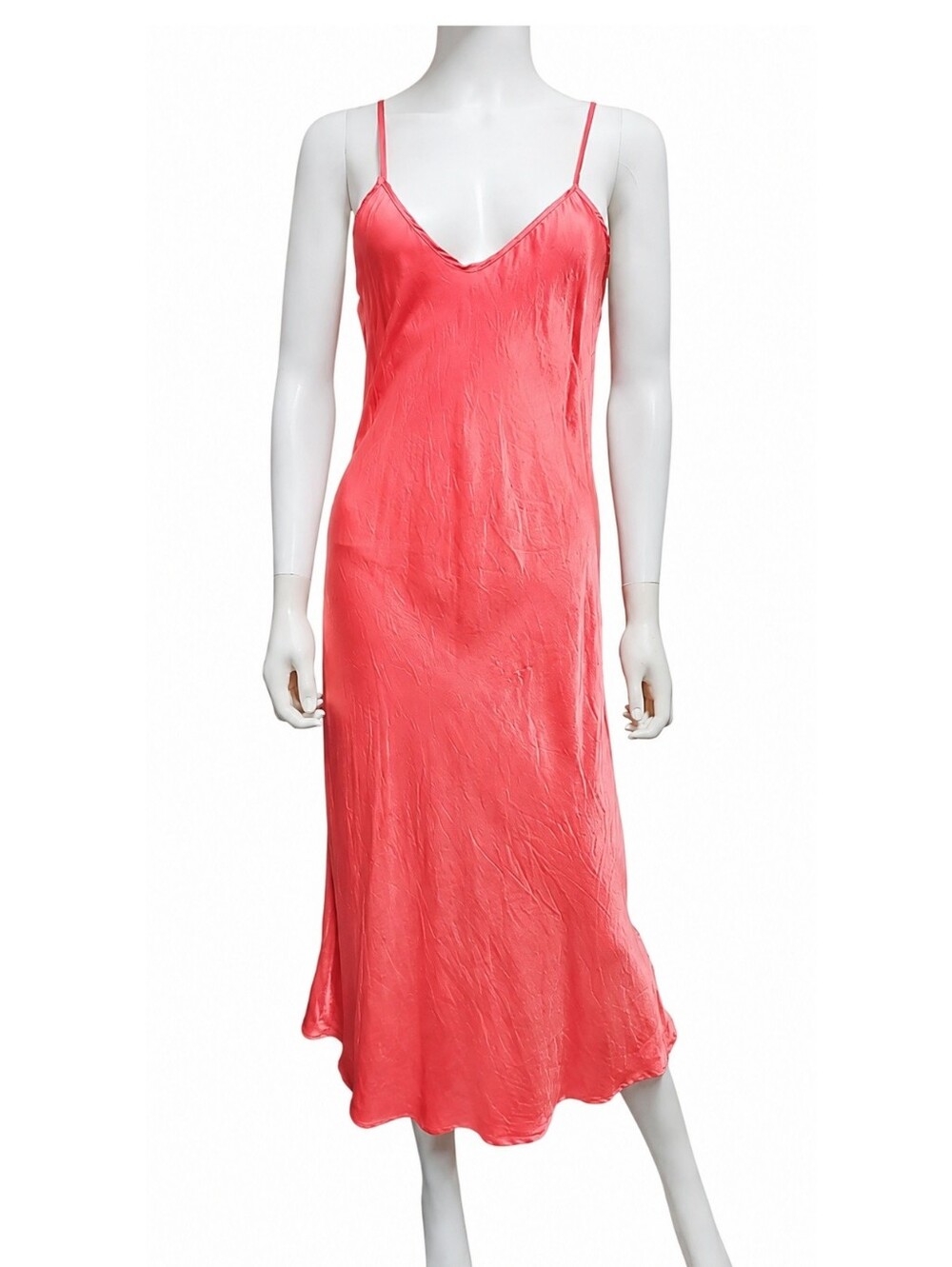 HANSEN & GRETEL | 100% Silk Midi Length Slip Dress in Coral ~ Size 1 (Small)